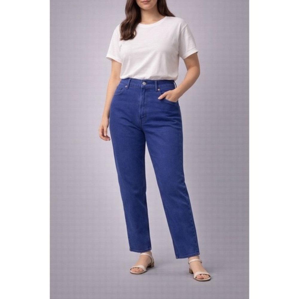 EVERLANE The Way High Jean Straight Leg Blue Organic Cotton Size: 25 TALL, NWT‎